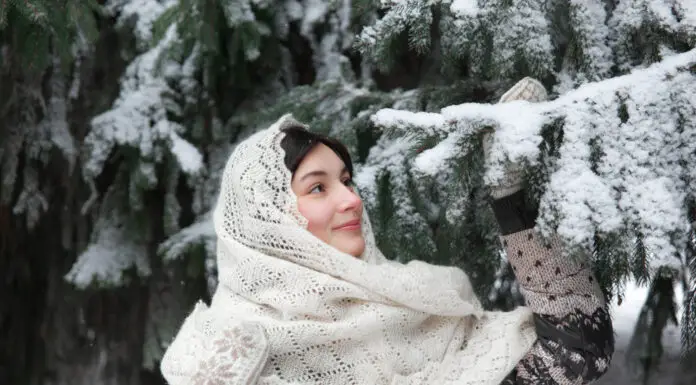 Russian woman dressed for winter